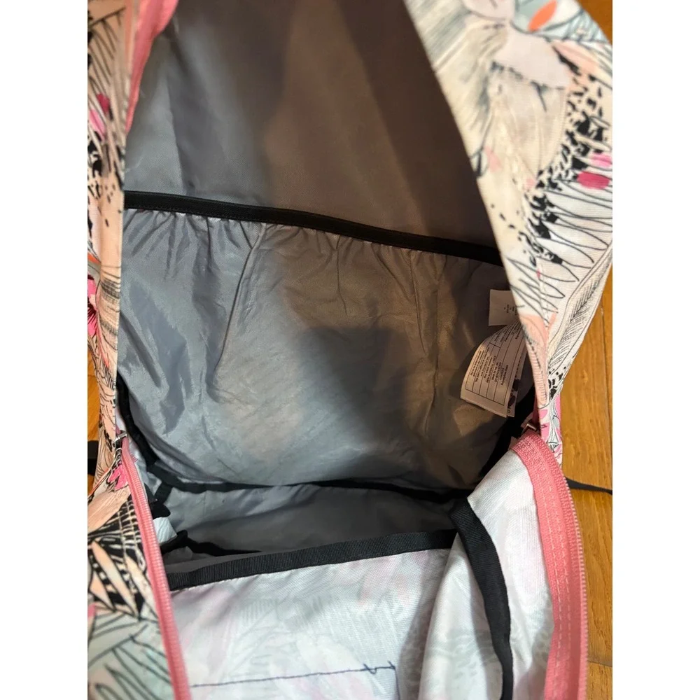 JanSport City View Backpack Tropical Floral Pink Brown Faux Leather JS0A3P3U